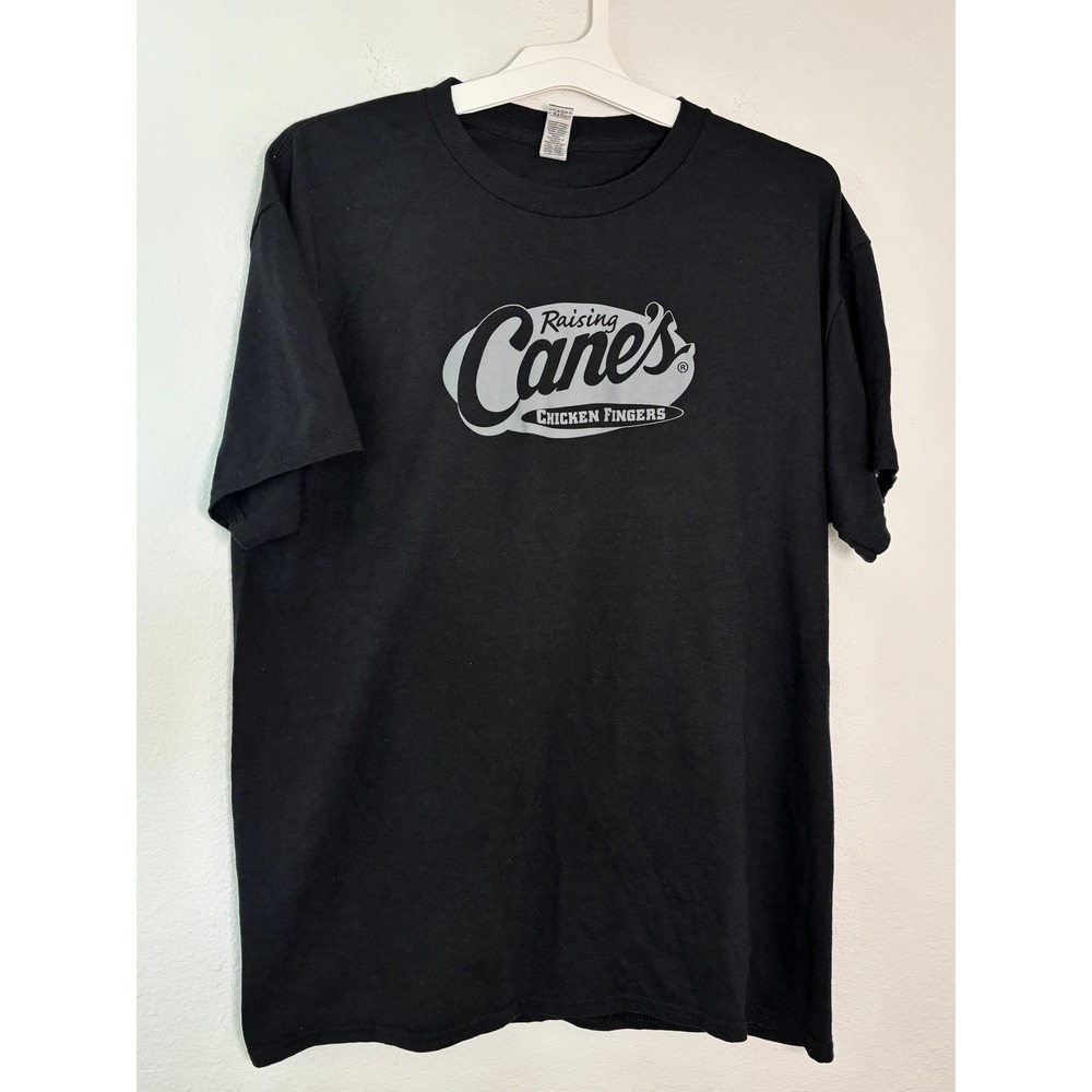 Raising Canes Chicken Fingers T-Shirt Mens Large Black Gildan DryBlend Logo Tee